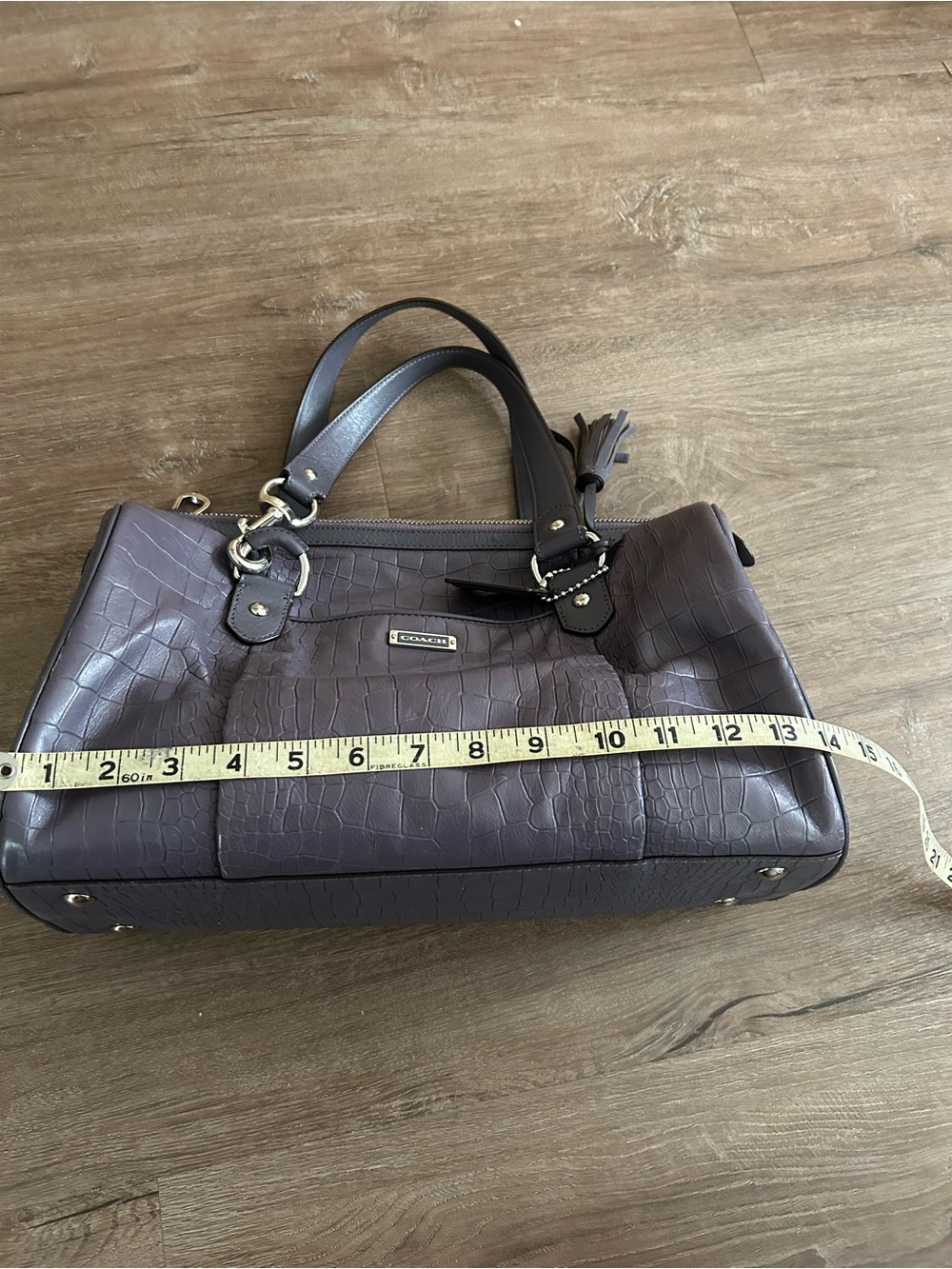 COACH EUC Brown Croc-Embossed Leather Satchel - Picture 3 of 6